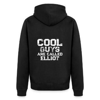 Cool guys are called Elliot - Unisex Premium Bio Zip Hoodie - Schwarz - Hinten - Nico (187cm)