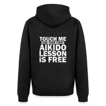 Touchez-moi et votre première leçon d’Aïkido est gratuite - Veste à capuche bio Premium Unisexe - noir - Dos - Nico (187cm)