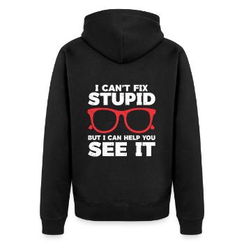 Optometrist Optiker Optometrie - Unisex Premium Bio Zip Hoodie - Schwarz - Hinten - Nico (187cm)