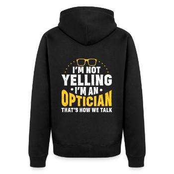 Optometrist Optiker Optometrie - Unisex Premium Bio Zip Hoodie - Schwarz - Hinten - Nico (187cm)
