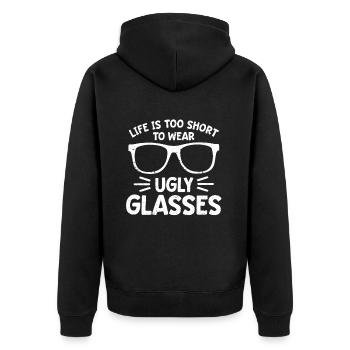 Optometrist Optiker Optometrie - Unisex Premium Bio Zip Hoodie - Schwarz - Hinten - Nico (187cm)
