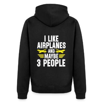Pilot Quote Flight Lover Aircraft Aviation - Unisex Premium Organic Zip Hoodie - black - Back - Nico (187cm)