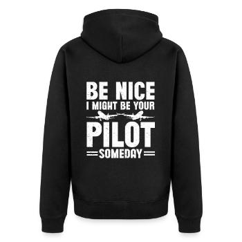 Pilot Quote Flight Lover Aircraft Aviation - Unisex Premium Organic Zip Hoodie - black - Back - Nico (187cm)