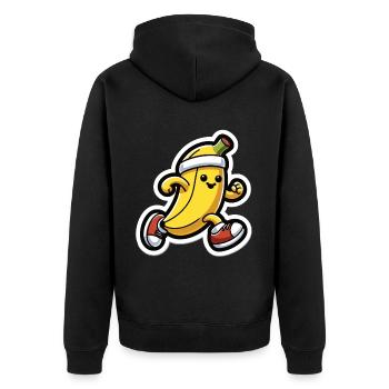 Banana at a running pace - Unisex Premium Organic Zip Hoodie - black - Back - Nico (187cm)