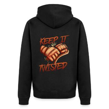 Keep It Twisted Biker - Unisex Premium Organic Zip Hoodie - black - Back - Nico (187cm)