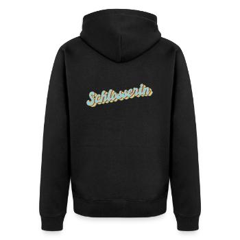 Schlosser Abschluss-Geschenk Schlosserin - Unisex Premium Bio Zip Hoodie - Schwarz - Hinten - Nico (187cm)