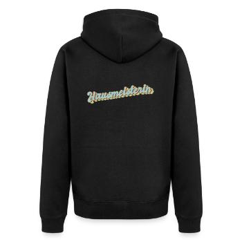 Hauswirt Abschluss-Geschenk Hausmeisterin - Unisex Premium Bio Zip Hoodie - Schwarz - Hinten - Nico (187cm)