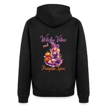Witchy Vibes And Pumpkin Spice Beautiful Witch Gir - Unisex Premium Bio Zip Hoodie - Schwarz - Hinten - Nico (187cm)