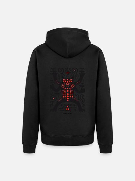 Abstracte kunst van een occulte zwarte kat - Uniseks Premium bio ziphoodie - zwart