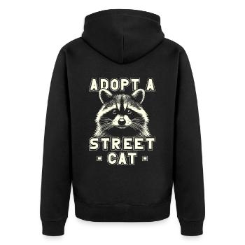 Raton laveur, Adoptez un chat des rues, raton laveur drôle - Veste à capuche bio Premium Unisexe - noir - Dos - Nico (187cm)