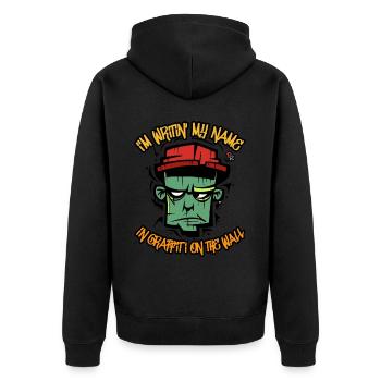 mon nom, tag graffiti sur le mur - Veste à capuche bio Premium Unisexe - noir - Dos - Nico (187cm)