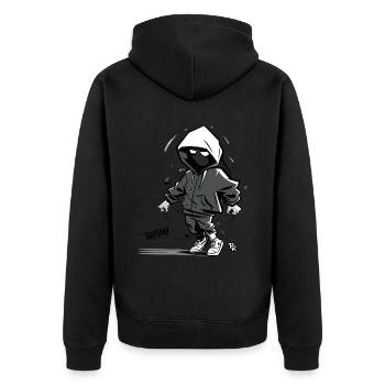 Hip-Hop, Graffiti, Breakdance der 90er - Unisex Premium Bio Zip Hoodie - Schwarz - Hinten - Nico (187cm)