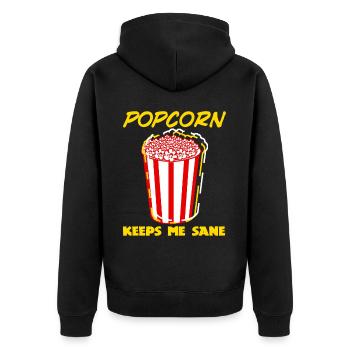 Popcorn Cinema - Unisex Premium Bio Zip Hoodie - Schwarz - Hinten - Nico (187cm)