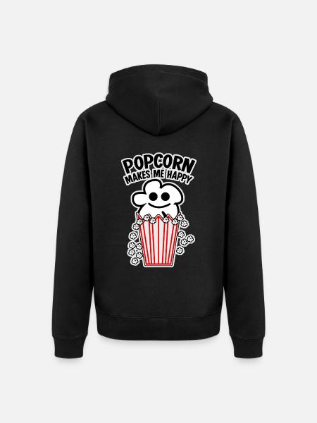 Happy Popcorn - Unisex Premium Organic Zip Hoodie - black