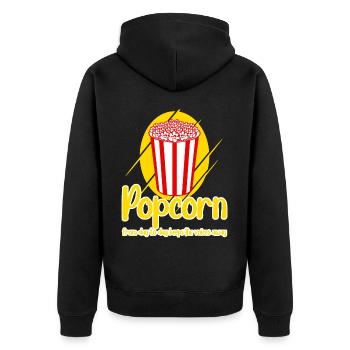 Funny Popcorn - Unisex Premium Bio Zip Hoodie - Schwarz - Hinten - Nico (187cm)