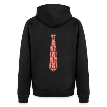 Tie with Popcorn - Unisex Premium Bio Zip Hoodie - Schwarz - Hinten - Nico (187cm)