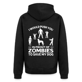 Dich Vor Zombies Drücken Um Meine Katze Zu Retten - Unisex Premium Bio Zip Hoodie - Schwarz - Hinten - Nico (187cm)