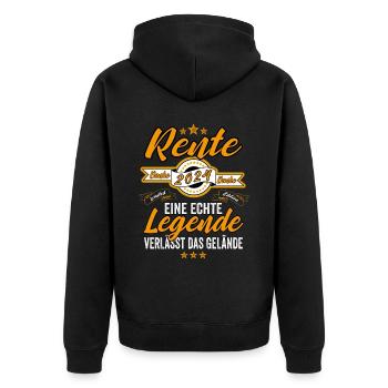 Rente 2024 Pension Ruhestand Frührenten Geschenk - Unisex Premium Bio Zip Hoodie - Schwarz - Hinten - Nico (187cm)
