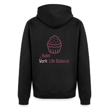 Équilibre entre vie professionnelle et vie privée - Cuisson de gâteaux et de muffins - Veste à capuche bio Premium Unisexe - noir - Dos - Nico (187cm)