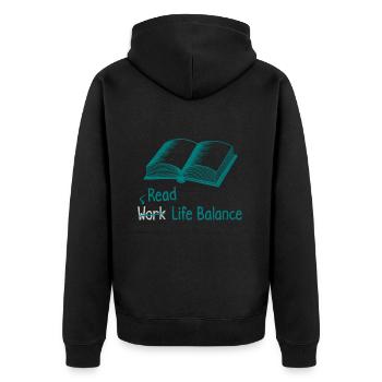 Lire l’équilibre entre vie professionnelle et vie privée - Bookworm Book Reading - Veste à capuche bio Premium Unisexe - noir - Dos - Nico (187cm)
