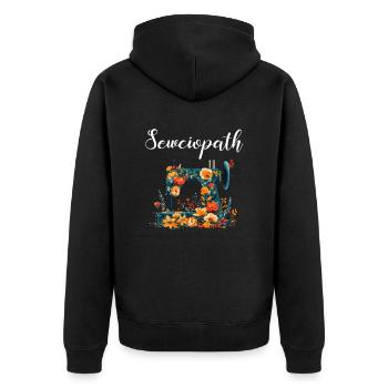 Sewciopath, Quilting sewing - Unisex Premium Bio Zip Hoodie - Schwarz - Hinten - Nico (187cm)