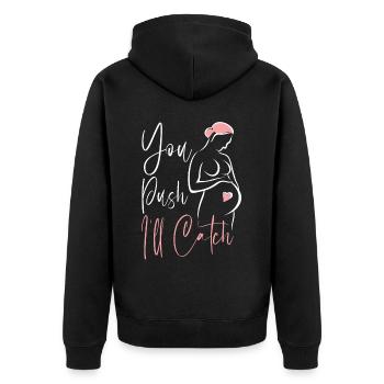 LD Labour And Delivery Nurse - Unisex Premium Organic Zip Hoodie - black - Back - Nico (187cm)