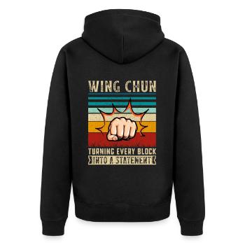 Wing Chun turning every block into a Statement - Unisex Premium Organic Zip Hoodie - black - Back - Nico (187cm)