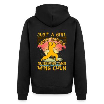 juste une fille qui aime le soleil et le Wing Chun - Veste à capuche bio Premium Unisexe - noir - Dos - Nico (187cm)