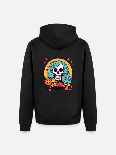 Vegetarian Hippie Skull Skull - Unisex Premium Organic Zip Hoodie - black