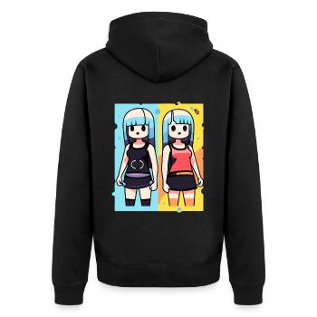 Manga Anime Sisters Dolls Girls - Unisex Premium Organic Zip Hoodie - black - Back - Nico (187cm)