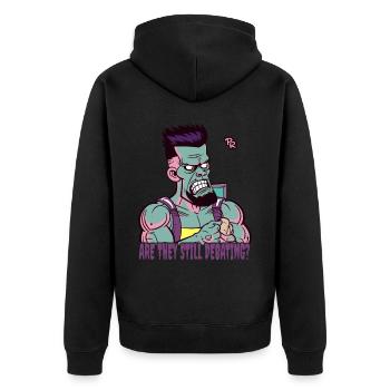 Average citizen: Is there still a debate? - Unisex Premium Organic Zip Hoodie - black - Back - Nico (187cm)