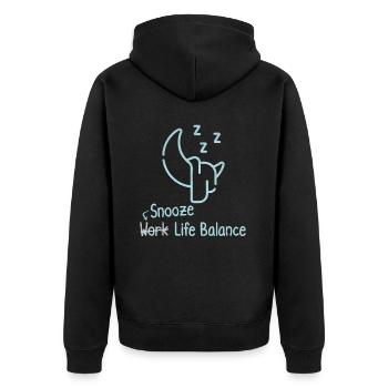 Snooze Work-life-balance - Pyjama Schlafen - Unisex Premium Bio Zip Hoodie - Schwarz - Hinten - Nico (187cm)