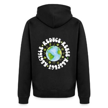 Erde Tag Groovy Hippie 70s Retro Retro - Unisex Premium Bio Zip Hoodie - Schwarz - Hinten - Nico (187cm)