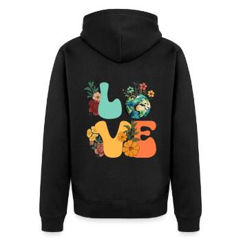 Erde Tag Groovy Hippie 70s Retro Retro - Unisex Premium Bio Zip Hoodie - Schwarz - Hinten - Nico (187cm)