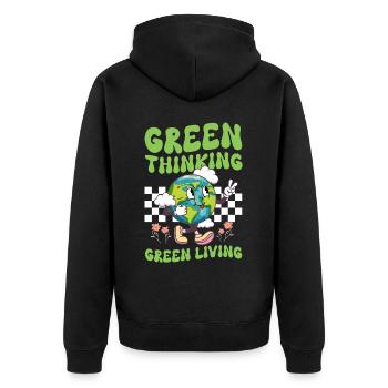 Erde Tag Groovy Hippie 70s Retro Retro - Unisex Premium Bio Zip Hoodie - Schwarz - Hinten - Nico (187cm)