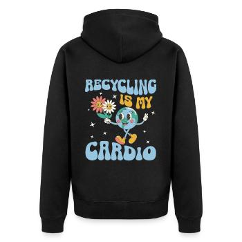Erde Tag Groovy Hippie 70s Retro Retro - Unisex Premium Bio Zip Hoodie - Schwarz - Hinten - Nico (187cm)