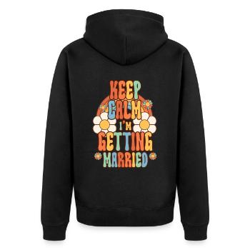 Engagierte Freunden Verlobungsbraut - Unisex Premium Bio Zip Hoodie - Schwarz - Hinten - Nico (187cm)