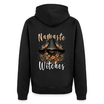Namaste Witches Floral Witch Hat Wicca Witchy Occu - Unisex Premium Bio Zip Hoodie - Schwarz - Hinten - Nico (187cm)