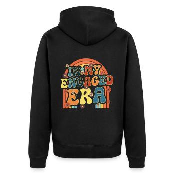 Engagierte Freunden Verlobungsbraut - Unisex Premium Bio Zip Hoodie - Schwarz - Hinten - Nico (187cm)