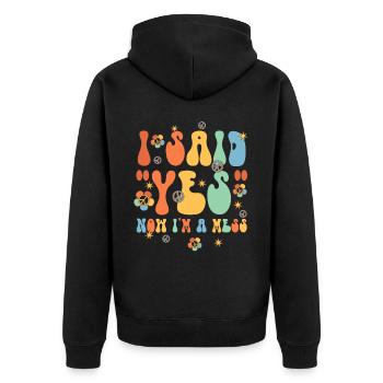 Engagierte Freunden Verlobungsbraut - Unisex Premium Bio Zip Hoodie - Schwarz - Hinten - Nico (187cm)
