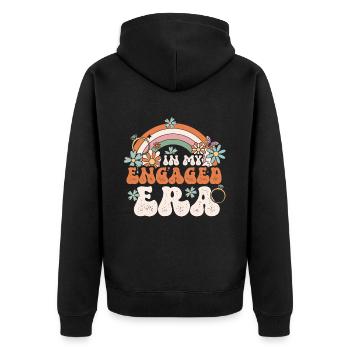 Engagierte Freunden Verlobungsbraut - Unisex Premium Bio Zip Hoodie - Schwarz - Hinten - Nico (187cm)