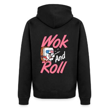 Nouilles sautées Cuisine chinoise - Veste à capuche bio Premium Unisexe - noir - Dos - Nico (187cm)
