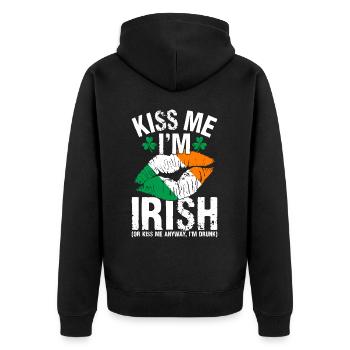 Fête de la Saint-Patrick amusante - Veste à capuche bio Premium Unisexe - noir - Dos - Nico (187cm)