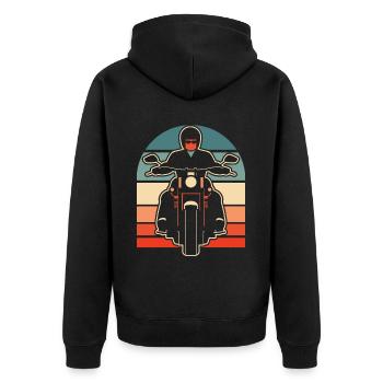 Motorrad Biker Motorbike - Unisex Premium Bio Zip Hoodie - Schwarz - Hinten - Nico (187cm)