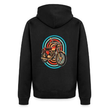 Motorrad Biker Motorbike - Unisex Premium Bio Zip Hoodie - Schwarz - Hinten - Nico (187cm)