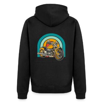 Motorrad Biker Motorbike - Unisex Premium Bio Zip Hoodie - Schwarz - Hinten - Nico (187cm)