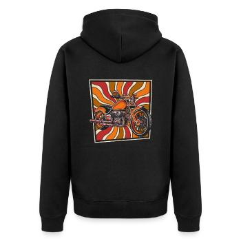 Motorrad Biker Motorbike - Unisex Premium Bio Zip Hoodie - Schwarz - Hinten - Nico (187cm)