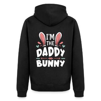 I'm The Daddy Bunny - Unisex Premium Bio Zip Hoodie - Schwarz - Hinten - Nico (187cm)