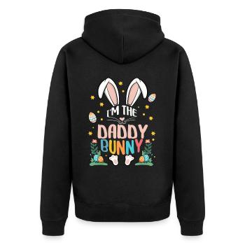 I'm The Daddy Bunny - Unisex Premium Bio Zip Hoodie - Schwarz - Hinten - Nico (187cm)