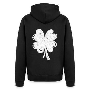 White four-leaf clover - Unisex Premium Organic Zip Hoodie - black - Back - Nico (187cm)